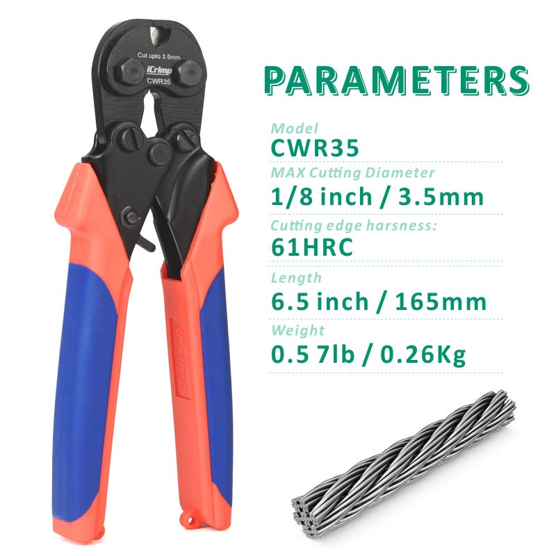 iCRIMP قاطع حبال iCrimp لأسلاك 3.5 مم، كابل دراجة، كابل طائرة، كابل نحاسي، سلك بيانو (CWR35) - Image 2